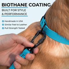DogTraxs self-locking carabiner ensures secure leash attachment during walks.