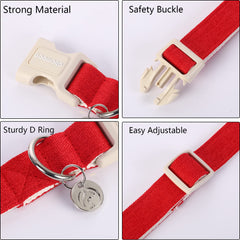 DOGWONG adjustable dog collar showing size options, perfect for growing puppies.