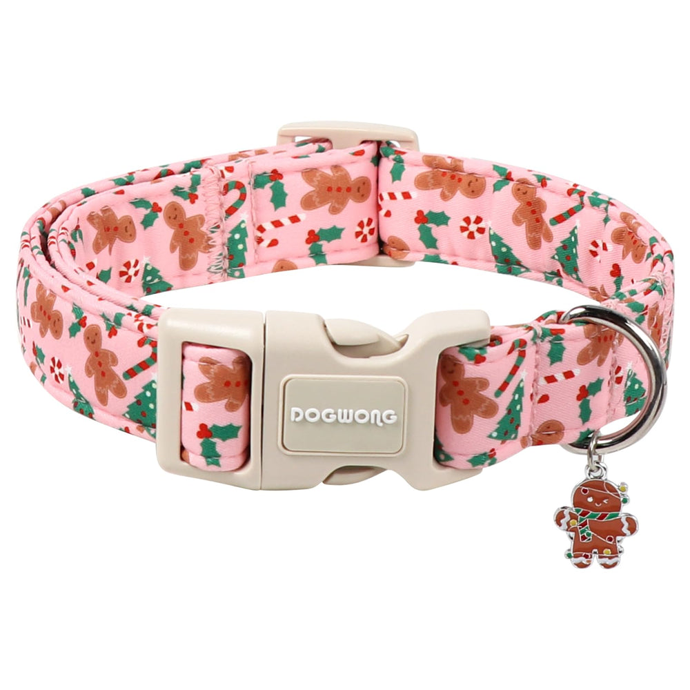 DOGWONG collar navideño con hombre jengibre, suave para la piel y cómodo para paseos