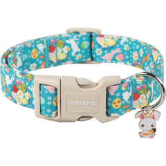 DOGWONG Cute Flower Bunny Eggs Easter collar in pink, ideal for festive photos.