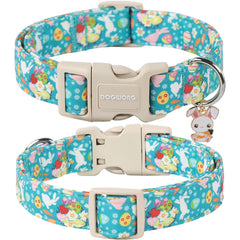 DOGWONG Easter dog collar close-up buckle detail for easy on/off.