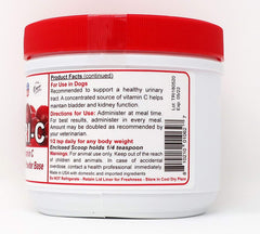 Dogzymes Cran Tri C dosing scoop example showing 1418mg per teaspoon