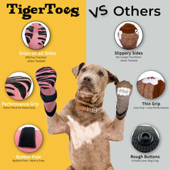DOK TigerToes twist-resistant sock grip maintains traction during movement.