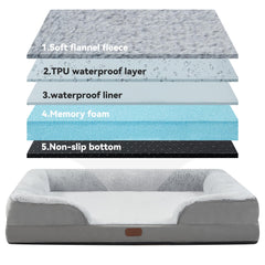 Dokdogs orthopedic dog bed waterproof-bottom showing protective liner and secure resting surface