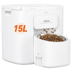 Dokoo 15L feeder front view highlights accessible setup for hassle-free daily feeding