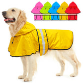Dolitego dog raincoat with hoodie in yellow keeps your dog dry on rainy walks.