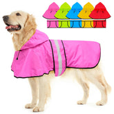 Dolitego pink-hood dog raincoat keeps your dog dry during rain-friendly walks.