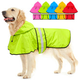 Dolitego hooded dog raincoat close-up view shows snug fit and waterproof fabric.
