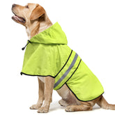 Domagiker reflective dog raincoat hood close-up for night visibility.