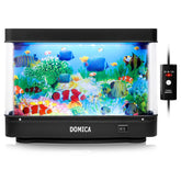 DOMICA fake fish tank with moving fish for calming desk decor