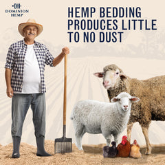 Dominion Hemp Bedding low-dust formula reduces airborne dust for pets.