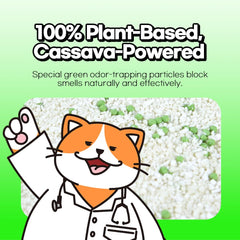 DOOBIT Cassava Cat Litter low-dust packaging indicates cleaner homes.