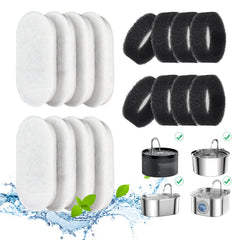 DOOOB cat fountain filters package shows all-in-one filtration for fresher drinking water.