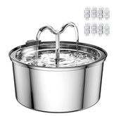 DOOOB cat water fountain closeup shows stainless steel hygiene and durability
