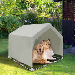 Dopliv Dog Shade Shelter side view with stainless steel frame for outdoor durability