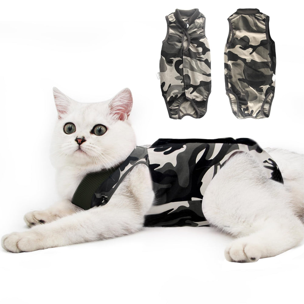 DOTON cat recovery suit back-closure eases on/off while securing post-op wear