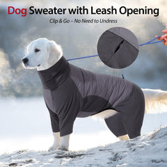Dotoner dog sweater full-leg coverage adds warmth during play.
