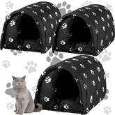 DoubleFill 3-pack cat houses outer view showing weatherproof exterior for outdoors