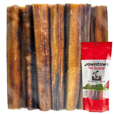 Downtown Pet Supply jumbo bully stick close-up showing natural beef texture for long-lasting chews.