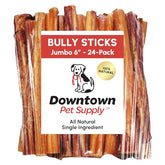 Downtown Pet Supply jumbo bully stick 12in beef chew for long-lasting entertainment and dental health.