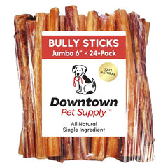 Downtown Pet Supply jumbo bully stick 12in beef chew for long-lasting entertainment and dental health.