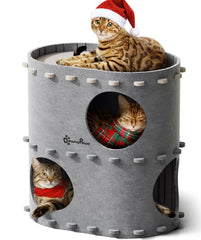 DownyPaws castle cat-house 2-storey bed offers secure multi-cat play