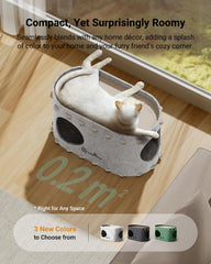 DownyPaws PeekaPurr cat house double-decker; supports multi-cat lounging.