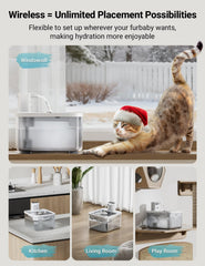 DownyPaws water fountain stainless-steel spout detail highlights faucet-like flow