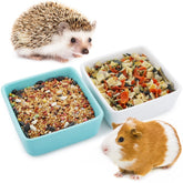 DQITJ pet ceramic bowls blue and white, two-pack, front view for stable feeding.