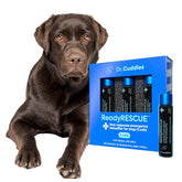 Dr. Cuddles ReadyRESCUE bottle front demonstrates travel-ready toxin support