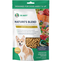 Dr. Marty Nature's Blend Active Vitality Seniors image showcases freeze-dried bites for immunity and joint support.