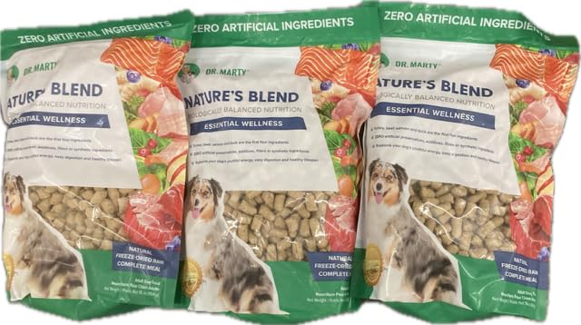 Dr. Marty Nature's Blend freeze-dried raw dog food pack—easy-to-store, convenient daily meals.