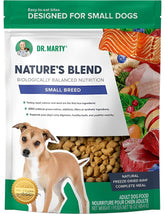 Dr. Marty Nature's Blend freeze-dried bites for small dogs, easy meals and digestion support.