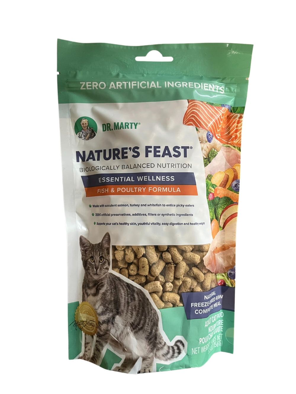 Dr. Marty’s Nature's Feast essential wellness fish & poultry 5.5 oz cat food can supports balanced nutrition