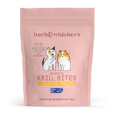 Dr. Mercola Bark and Whiskers Krill Bites bag front showing vet-formulated omega-3 wellness
