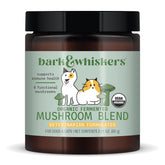 Dr. Mercola Bark & Whiskers bottle foreground for easy daily supplement use.