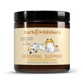 Dr. Mercola Bark & Whiskers Seasonal Support tub label signaling immune support