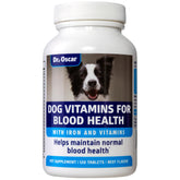 Dr. Oscar Blood Aid for Dogs bottle close-up showing complete blood support formula for pets.