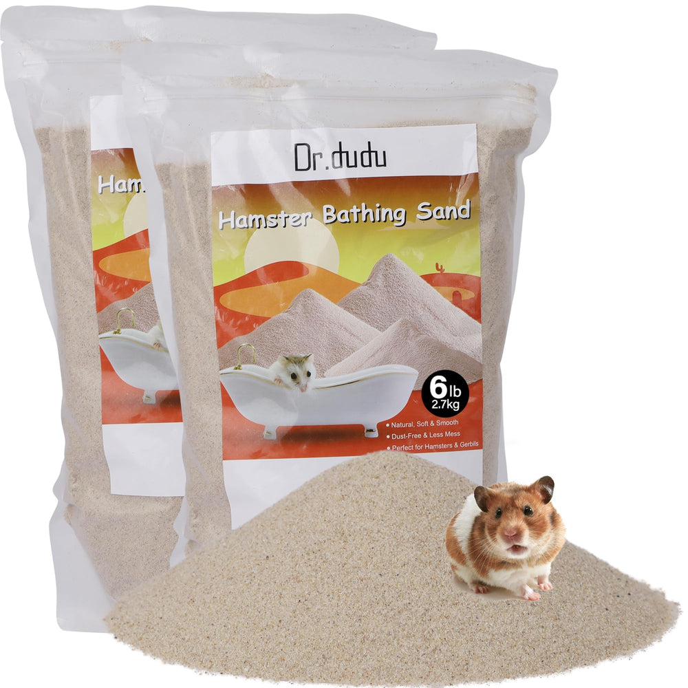 DR.DUDU hamster bath sand bag close-up shows dust-free formula for safe baths