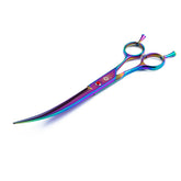 Dream Reach dog curved shears twin tailed rainbow blade for precise trimming around ears and face