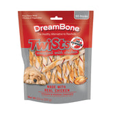 DreamBone Twist Sticks chicken-wrapped image shows real chicken for tasty, satisfying chews