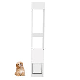 Dreampedal cat dog door insert on sliding patio door enabling easy pet access.