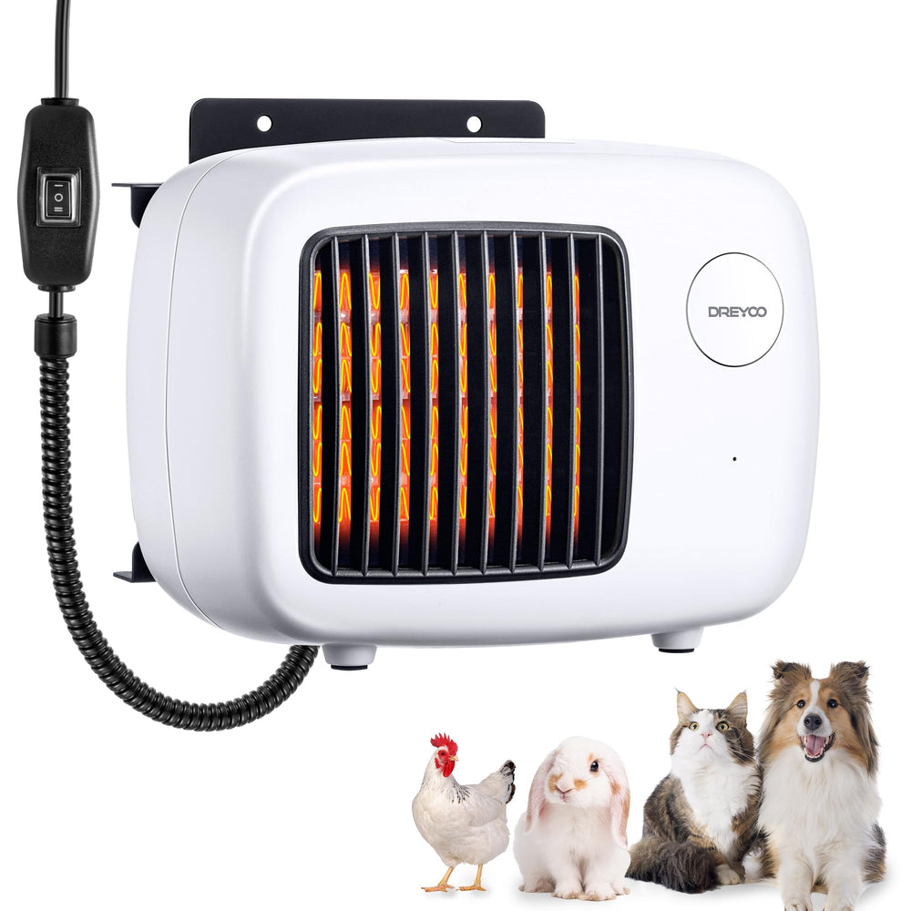Dreyoo dog house heater front view shows compact size for efficient space heating