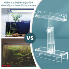 Driamor aquarium light holder side view shows transparent support.