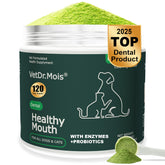 DRMOIS dog teeth cleaning powder packaging for easy at-home dental care.