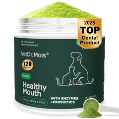 DRMOIS dog teeth cleaning powder packaging for easy at-home dental care.