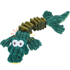 Drmstow squeaky plush dog toy face close-up for engaging play and curiosity.