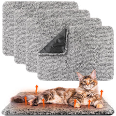 Drydiet self-warming cat pad gray setup shows four mats for cozy warmth