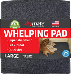 Drymate Whelping Box Liner Mat rolled for portable, absorbent protection during whelping.