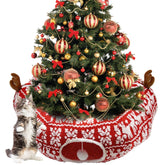 DTGDASCF Cat Donut Tunnel under Christmas tree creates protective, festive play space for curious cats.